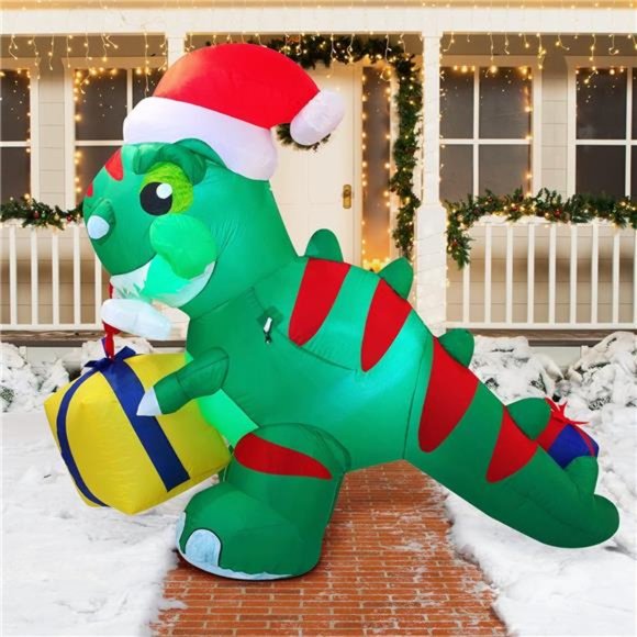 6 FT Christmas Inflatable Dinosaur Decoration Blow Up with Build-in LEDs